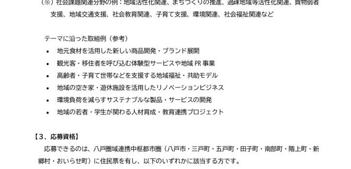 はちのへビジネスプランコンテスト2025 募集要項のサムネイル